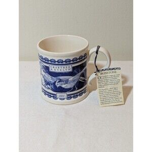 Vintage 2002 Crabtree & Evelyn Masons Ironstone Blue White Bird Mug with Tag